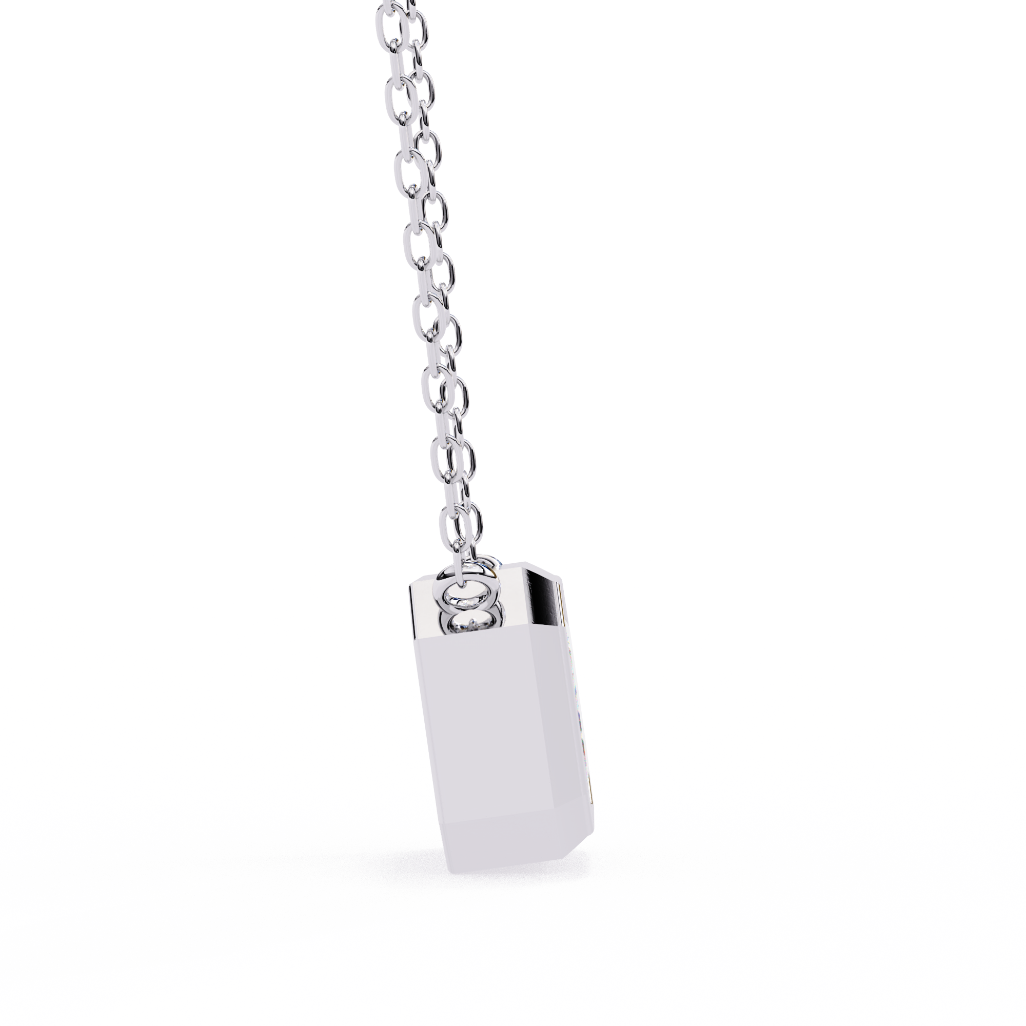 Emerald Cut Bezel Set Gold Pendant Necklace