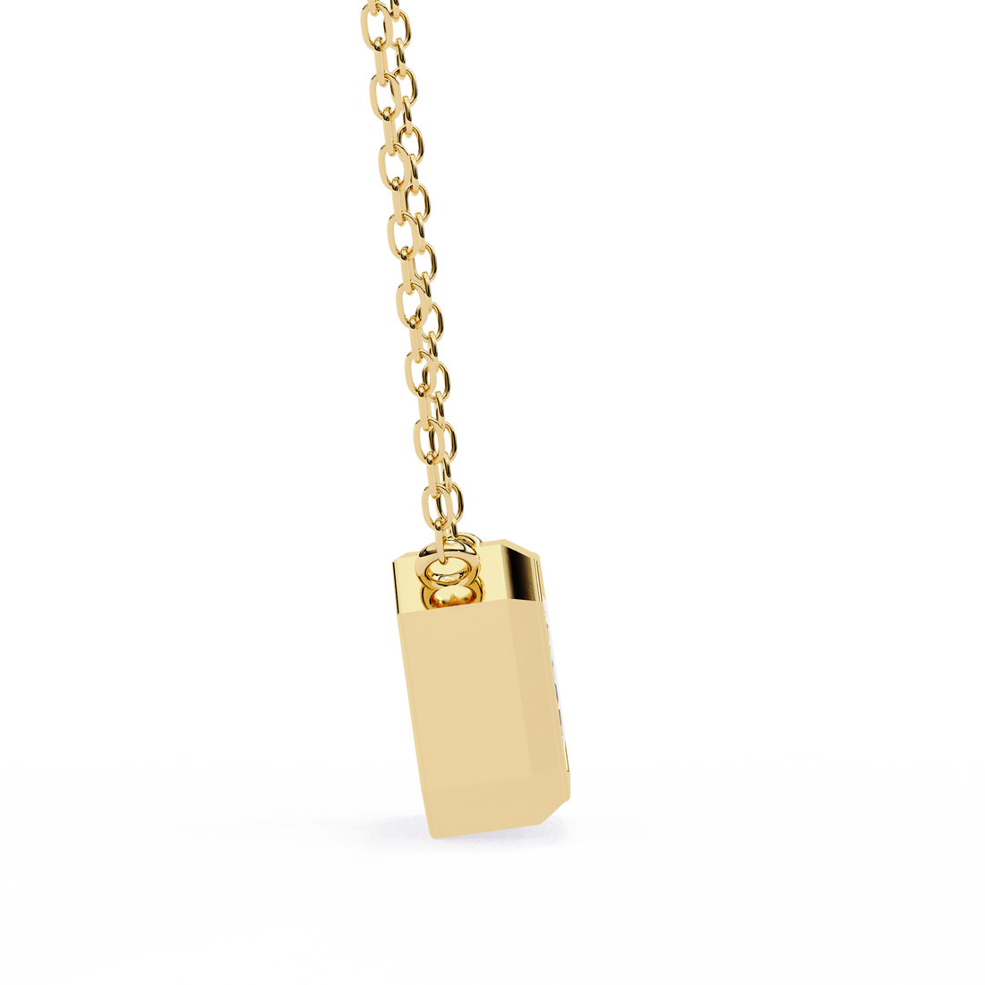 Emerald Cut Bezel Set Gold Pendant Necklace