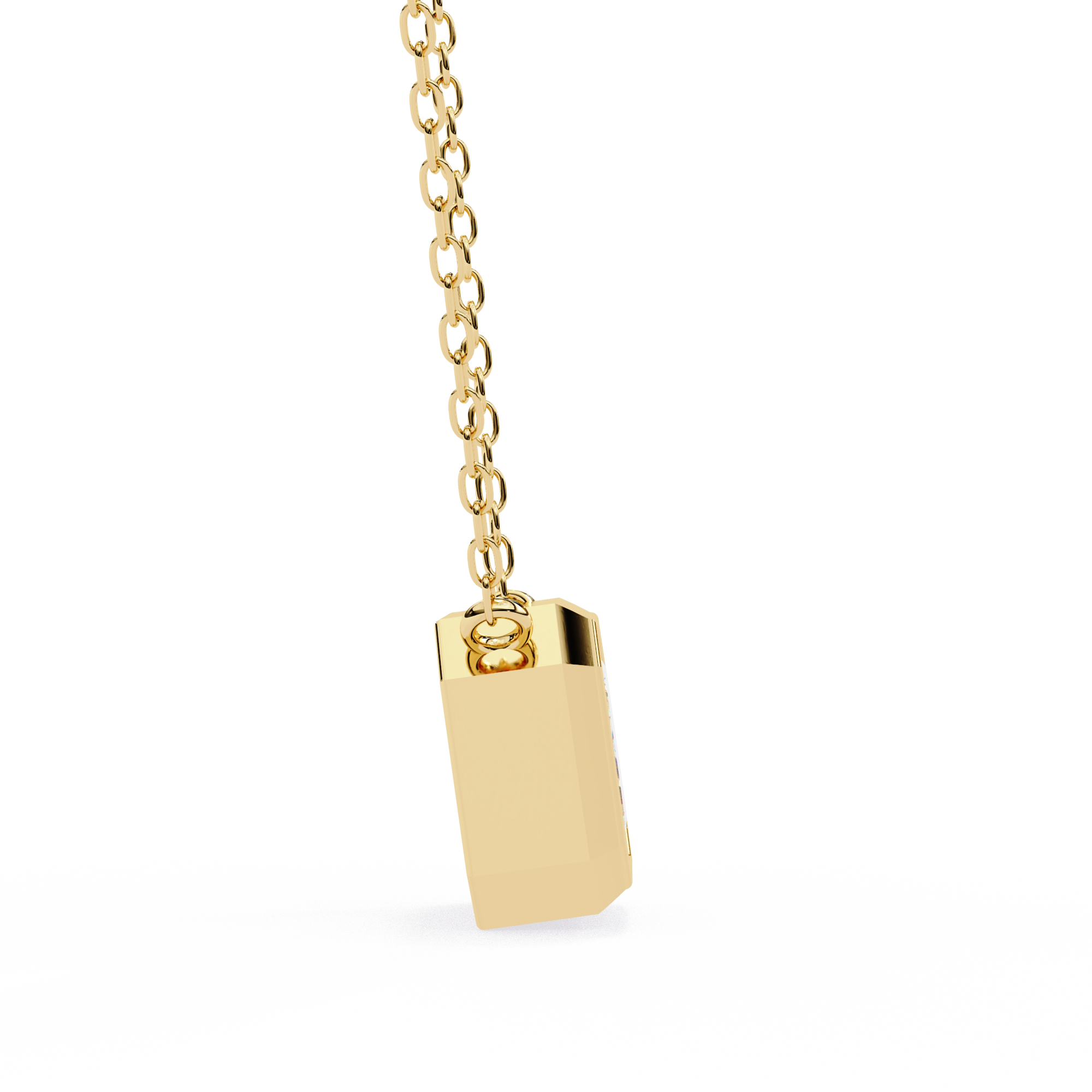 Emerald Cut Bezel Set Gold Pendant Necklace