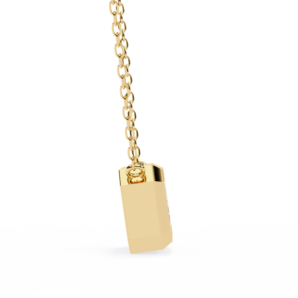 Emerald Cut Bezel Set Gold Pendant Necklace