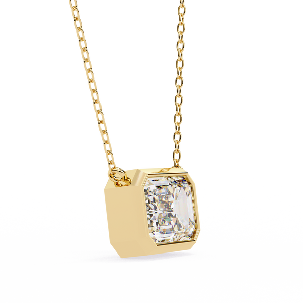 Emerald Cut Bezel Set Gold Pendant Necklace