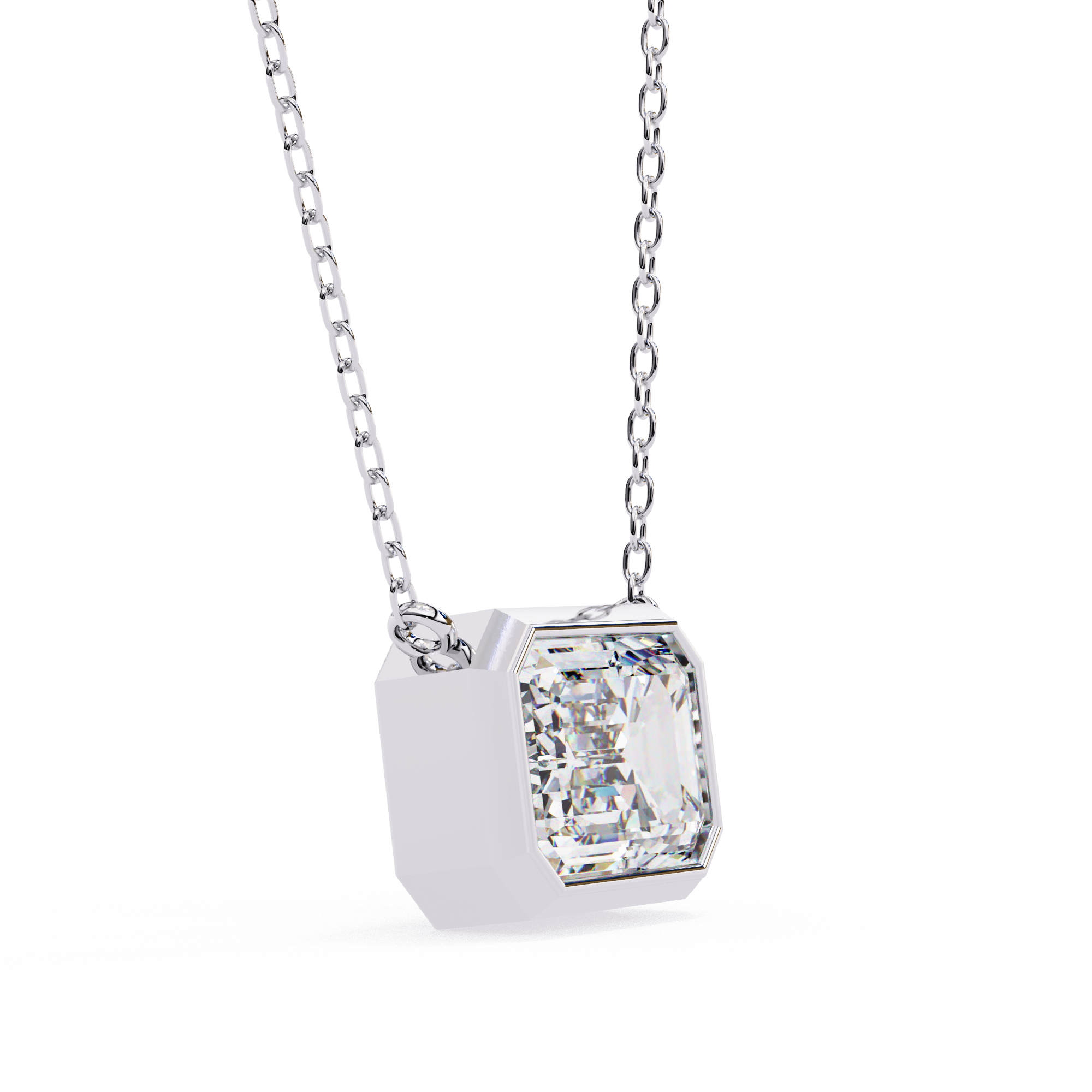 Emerald Cut Bezel Set Gold Pendant Necklace