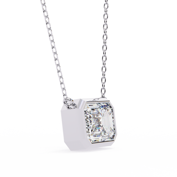 Emerald Cut Bezel Set Gold Pendant Necklace