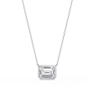 Emerald Cut Bezel Set Gold Pendant Necklace