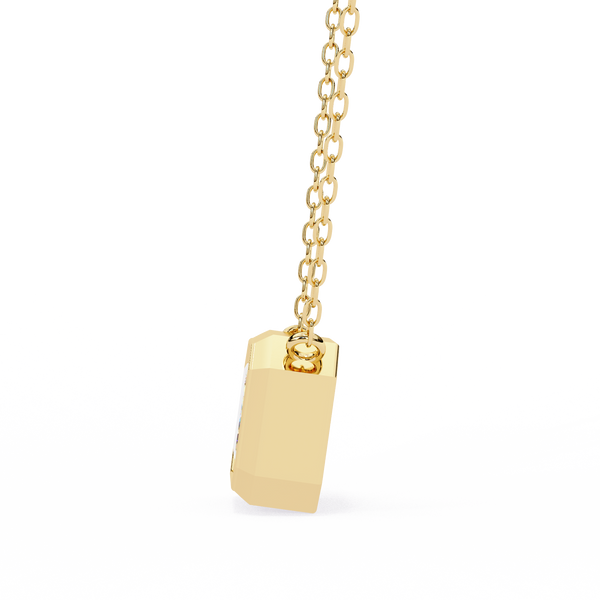 Emerald Cut Bezel Set Gold Pendant Necklace