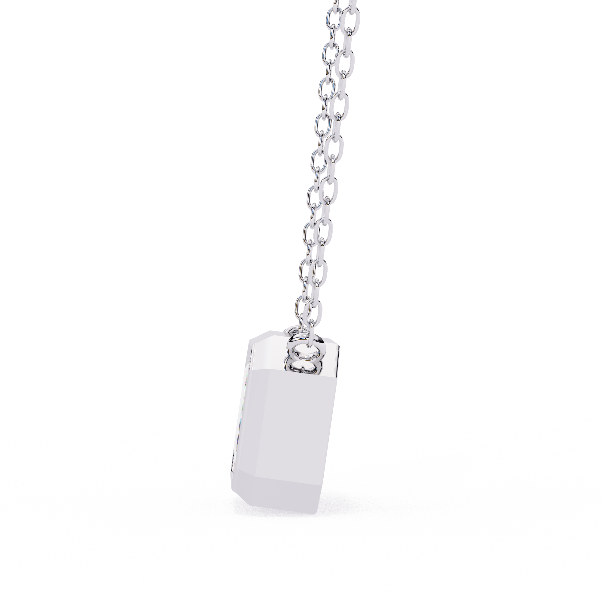 Emerald Cut Bezel Set Gold Pendant Necklace