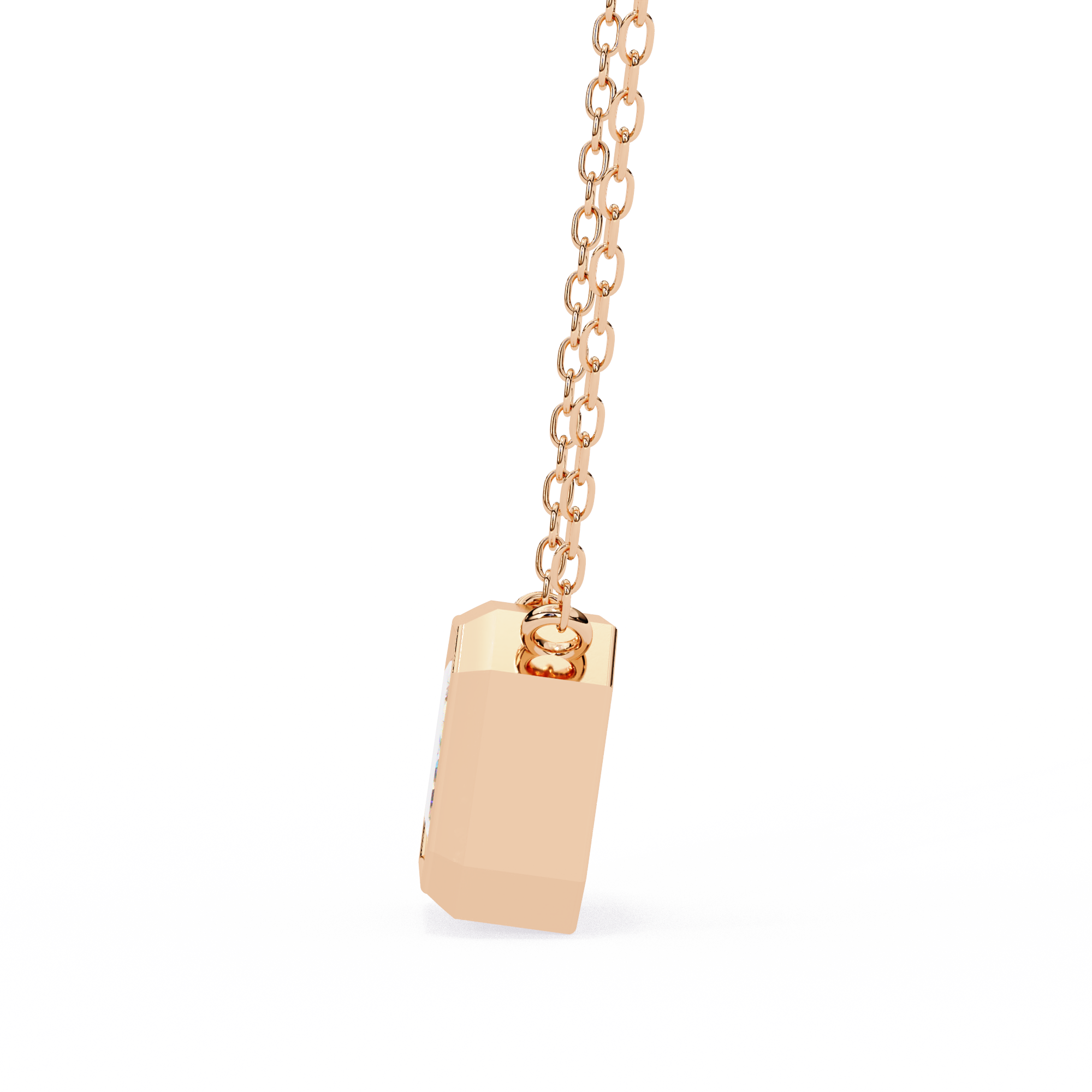 Emerald Cut Bezel Set Gold Pendant Necklace