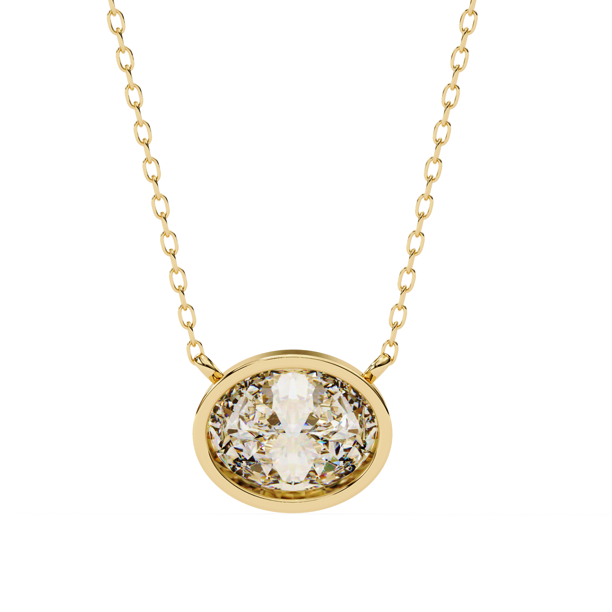 Oval Diamond Pendant Necklace