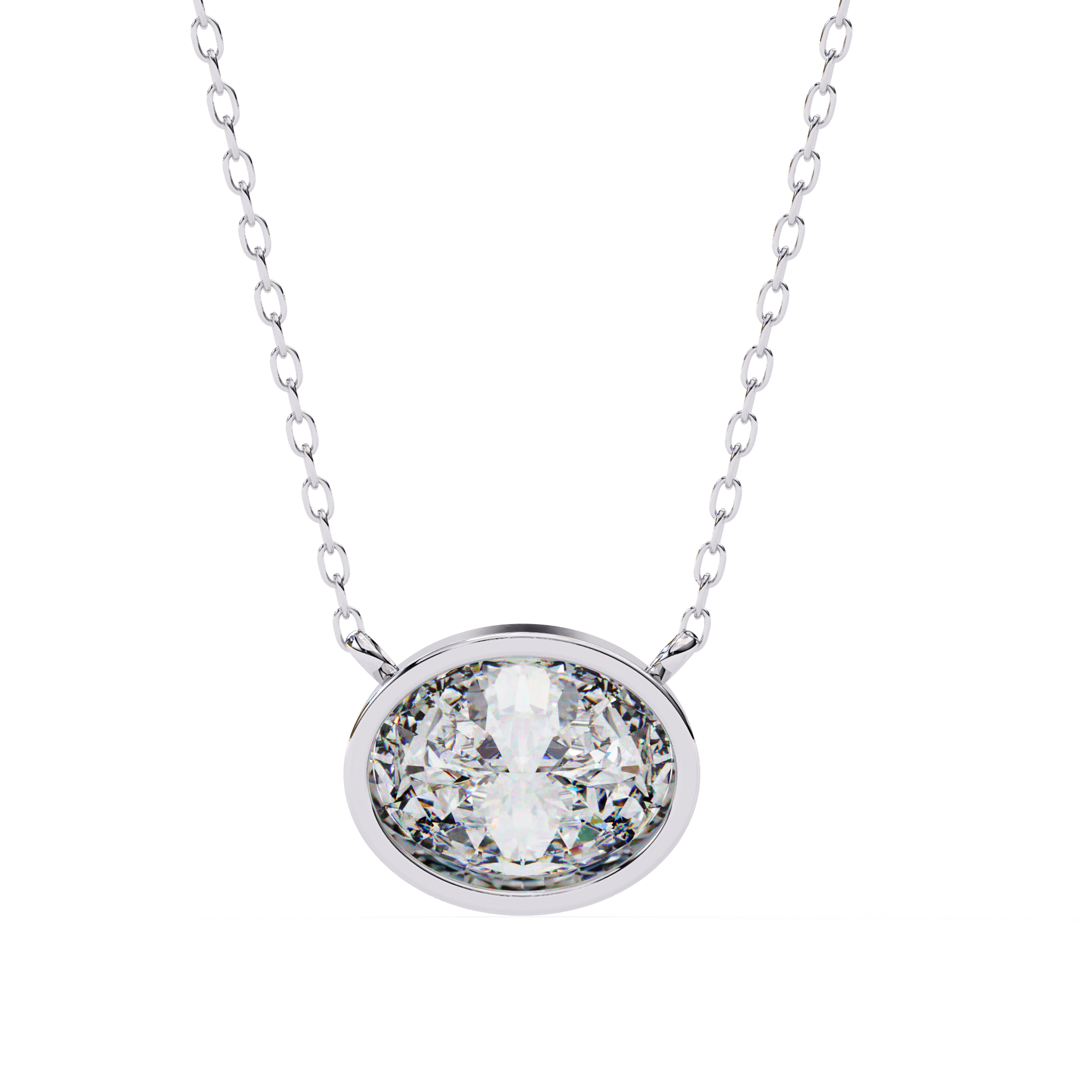 Oval Diamond Pendant Necklace
