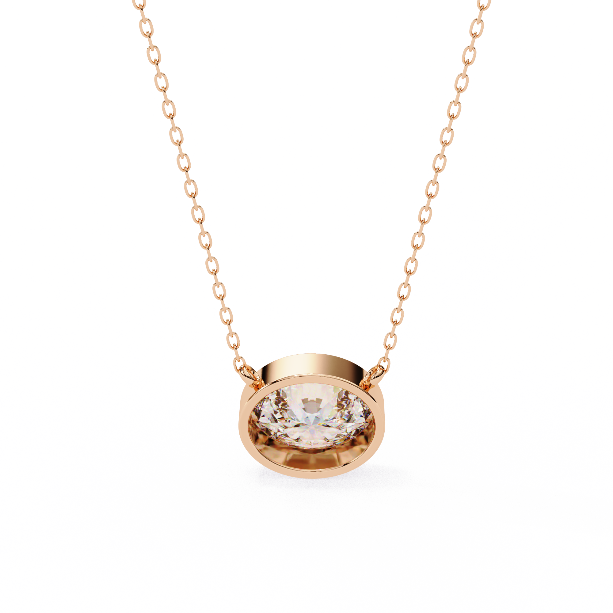 Oval Diamond Pendant Necklace