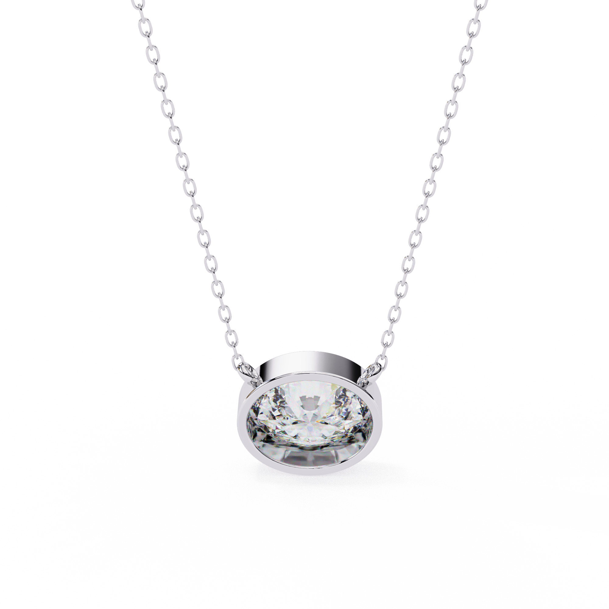 Oval Diamond Pendant Necklace