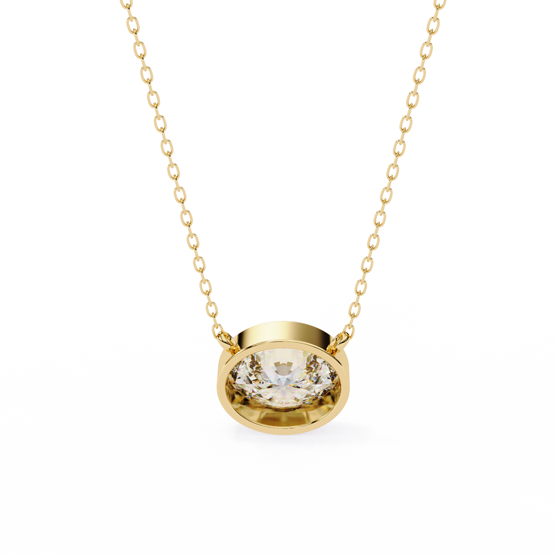 Oval Diamond Pendant Necklace