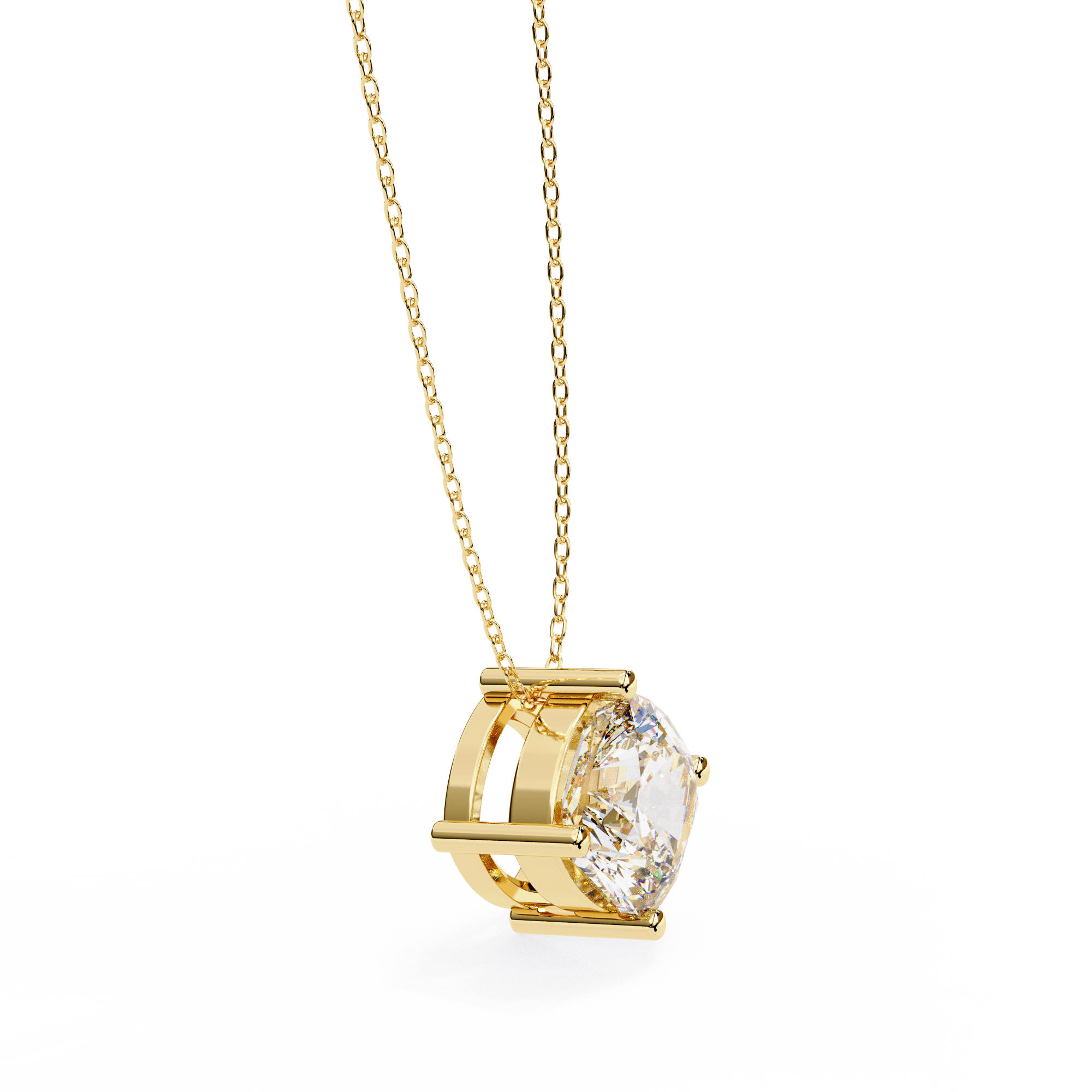 Elegant Cushion Cut Diamond Solitaire Pendant