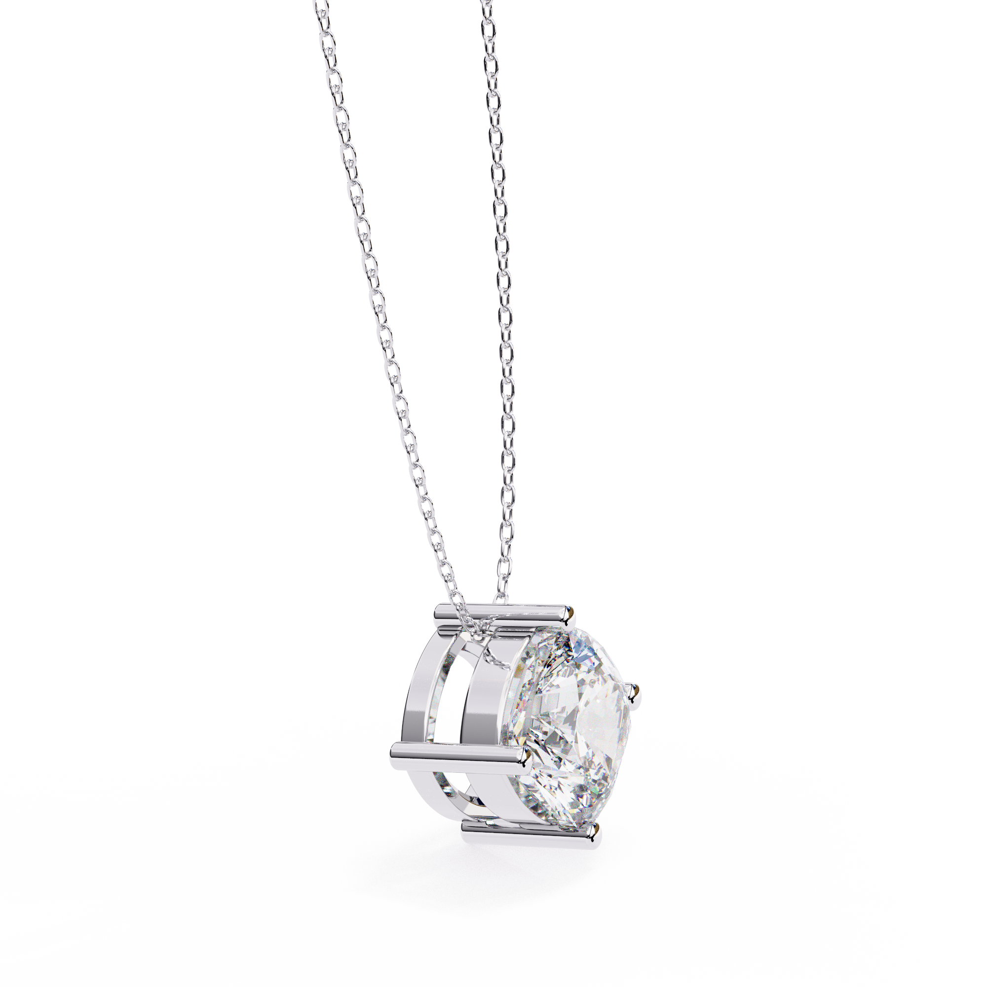 Elegant Cushion Cut Diamond Solitaire Pendant