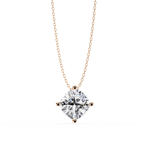 Elegant Cushion Cut Lab Grown Diamond Solitaire Pendant