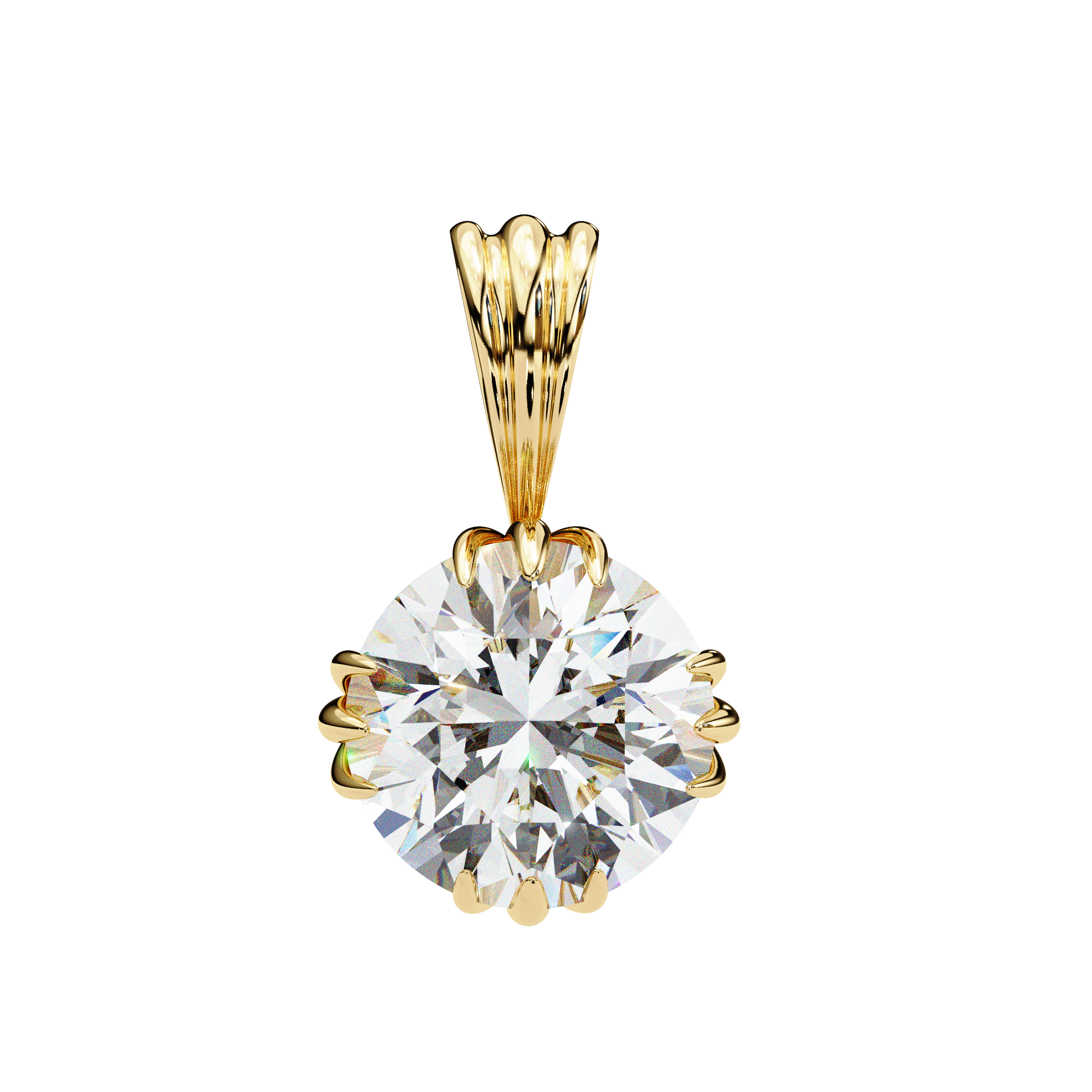 12 Prongs Round Solitaire Necklace