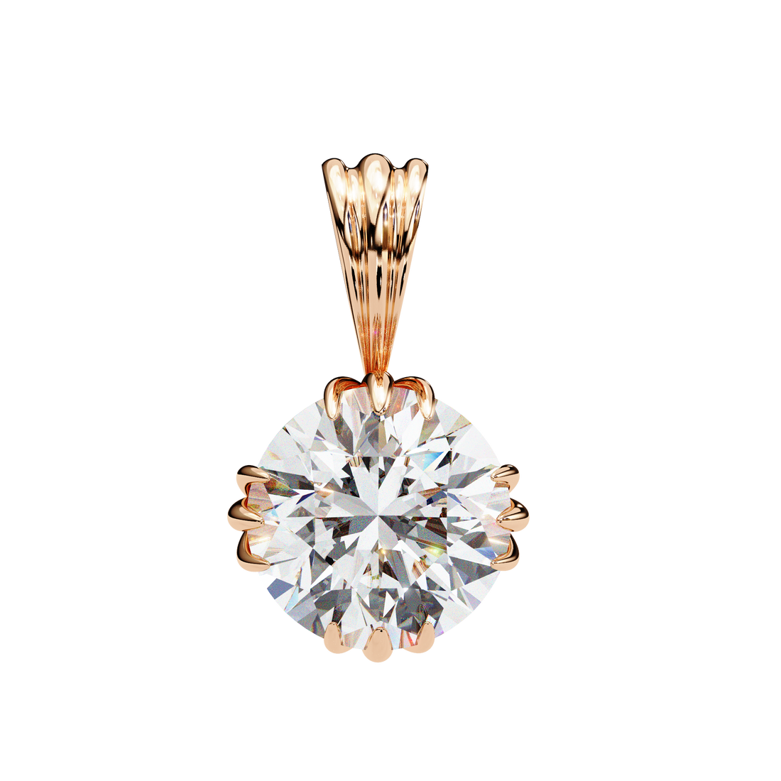 12 Prongs Round Solitaire Necklace
