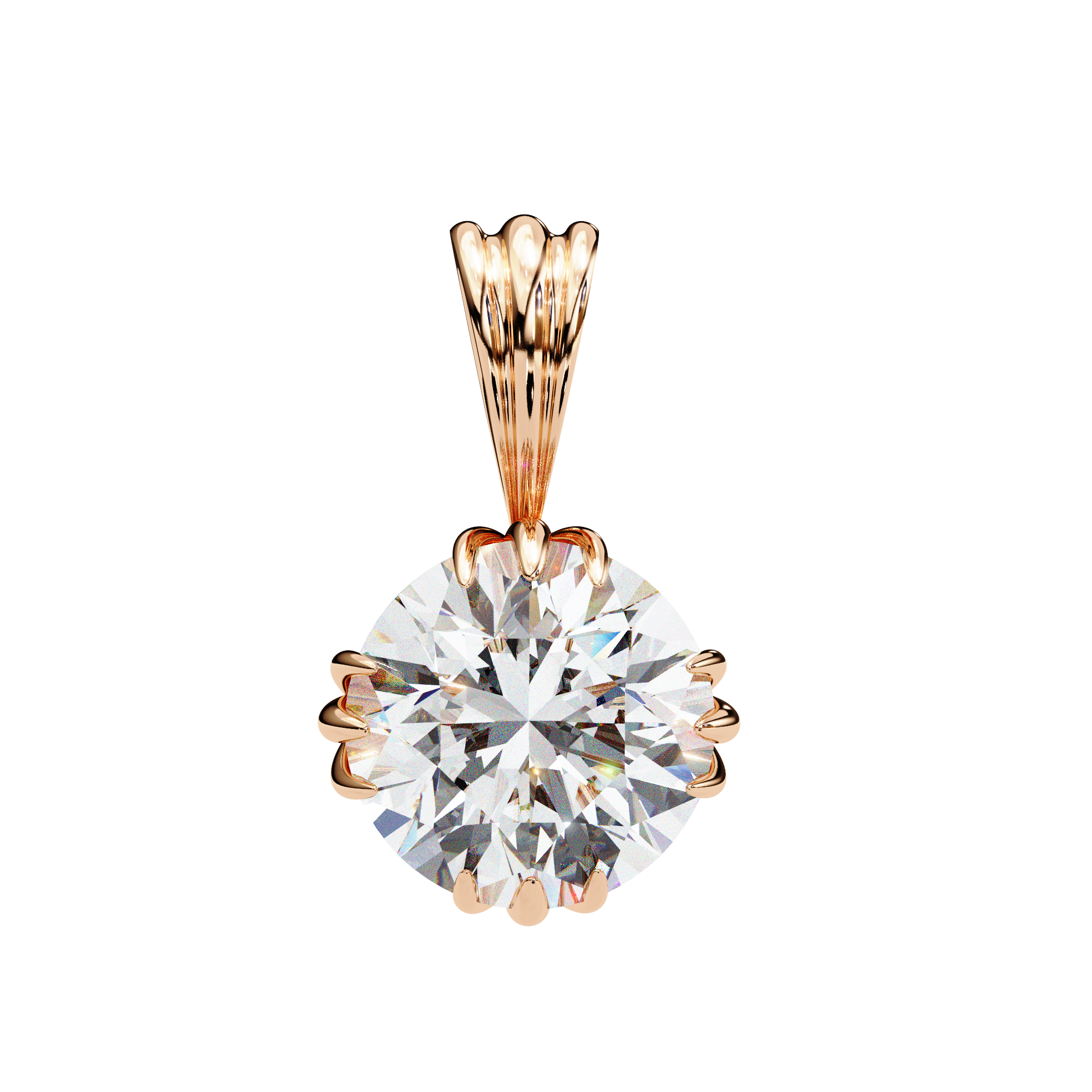 12 Prongs Round Solitaire Necklace