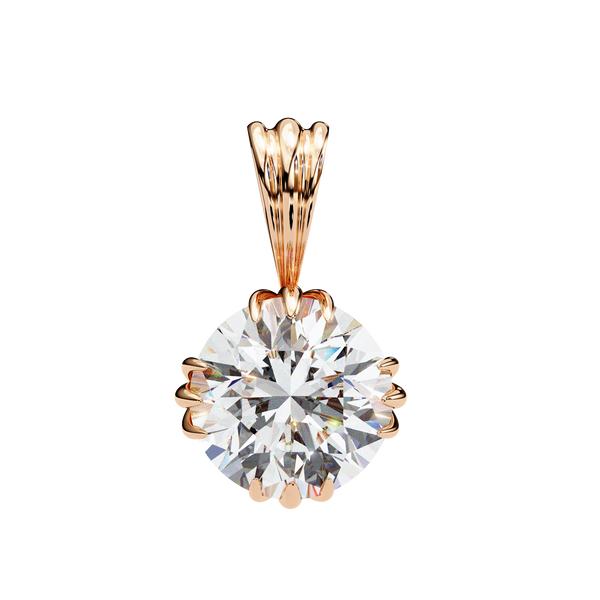 12 Prongs Round Solitaire Lab Grown Diamond Pendant