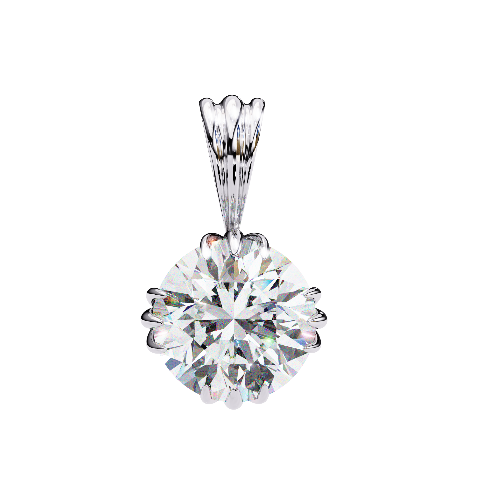 12 Prongs Round Solitaire Necklace