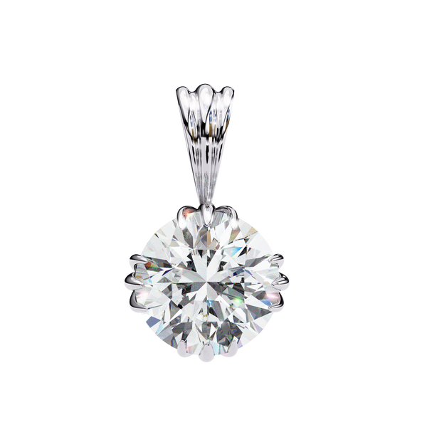 12 Prongs Round Solitaire Lab Grown Diamond Pendant