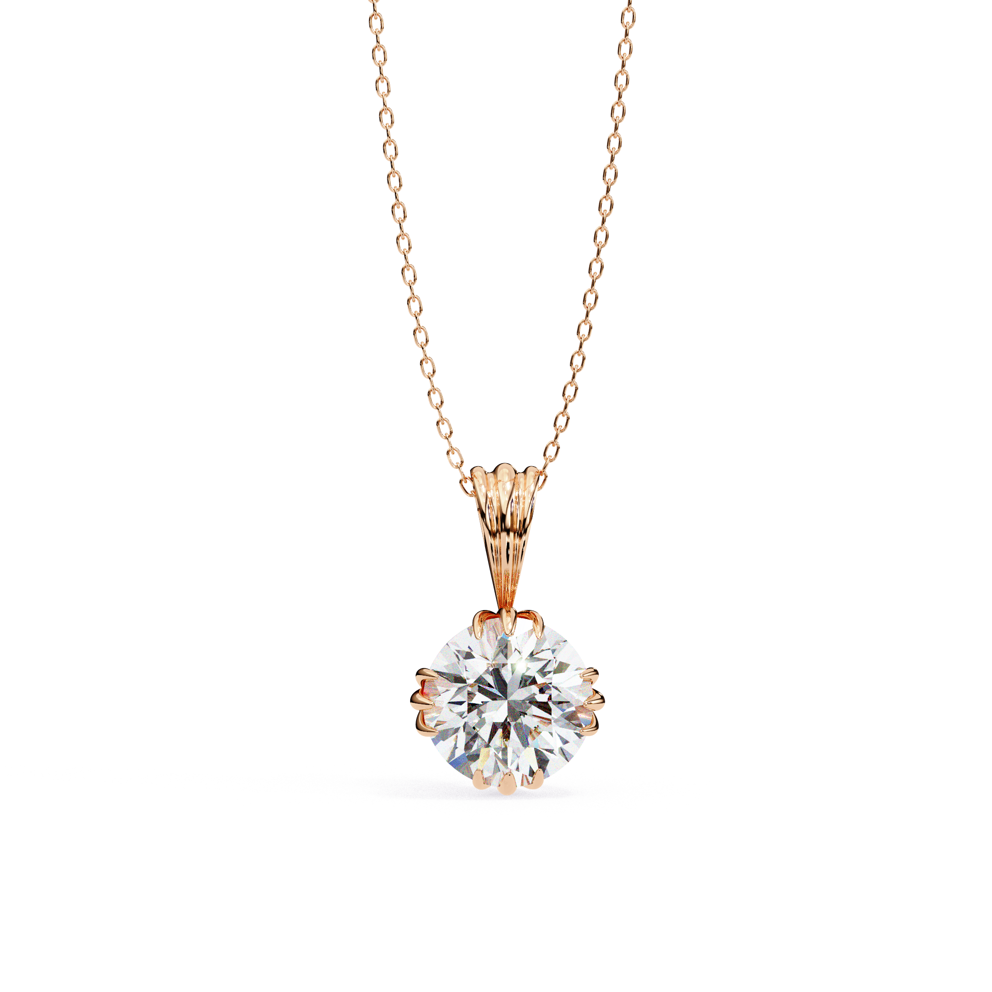 12 Prongs Round Solitaire Necklace