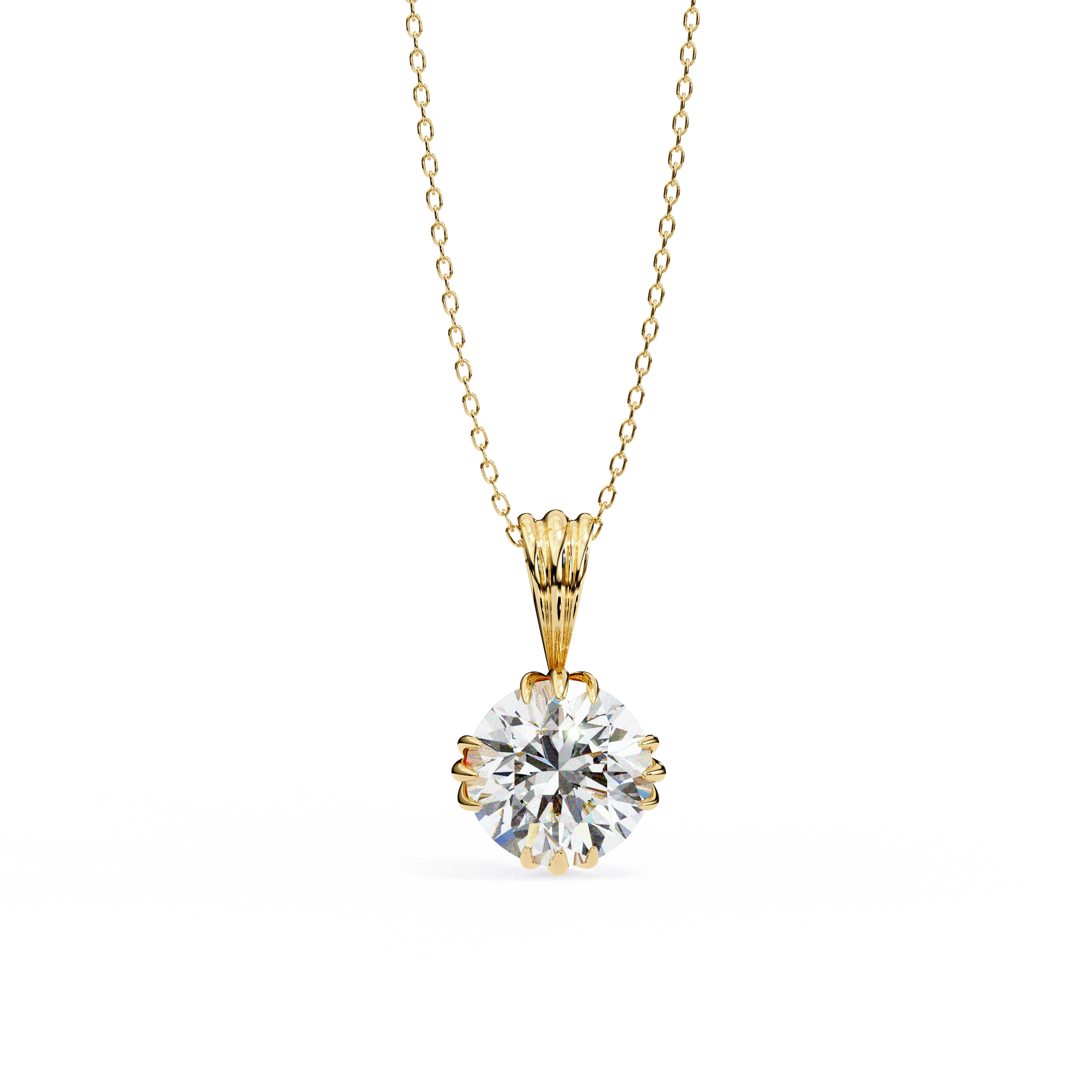 12 Prongs Round Solitaire Necklace