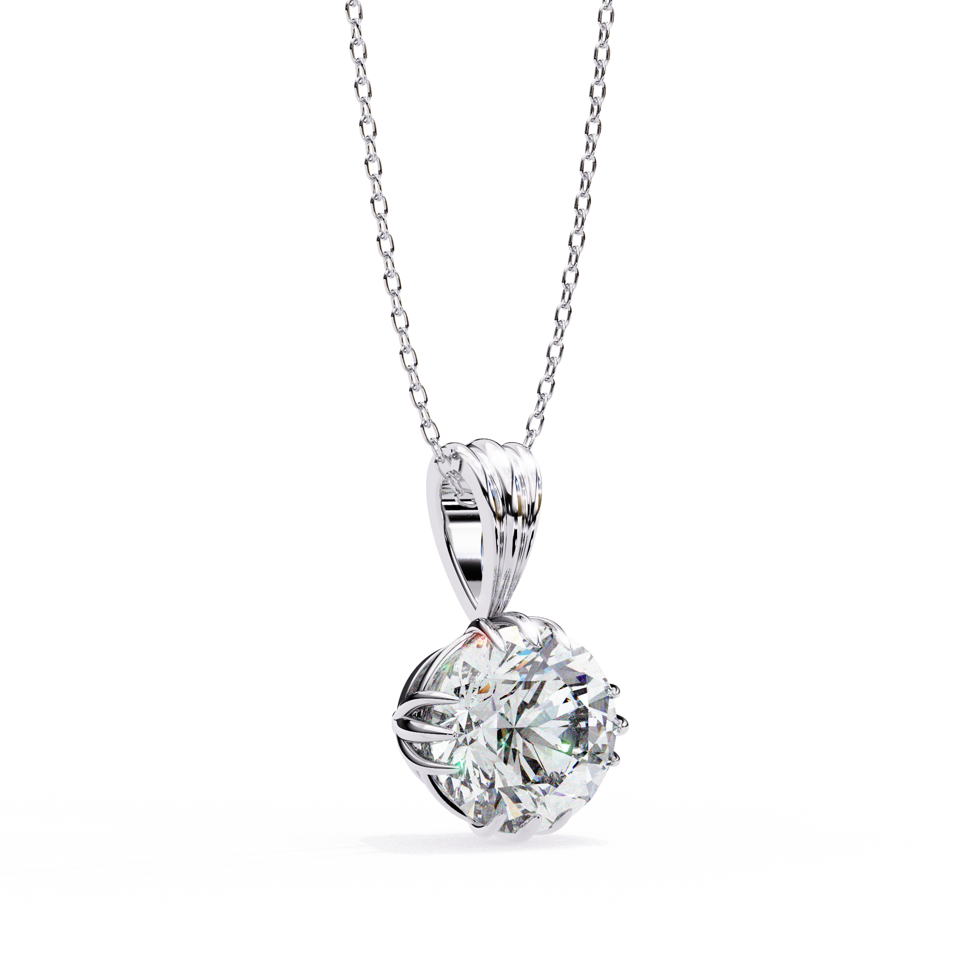 12 Prongs Round Solitaire Necklace