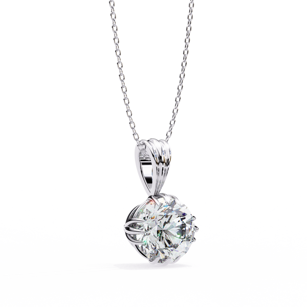 12 Prongs Round Solitaire Lab Grown Diamond Pendant