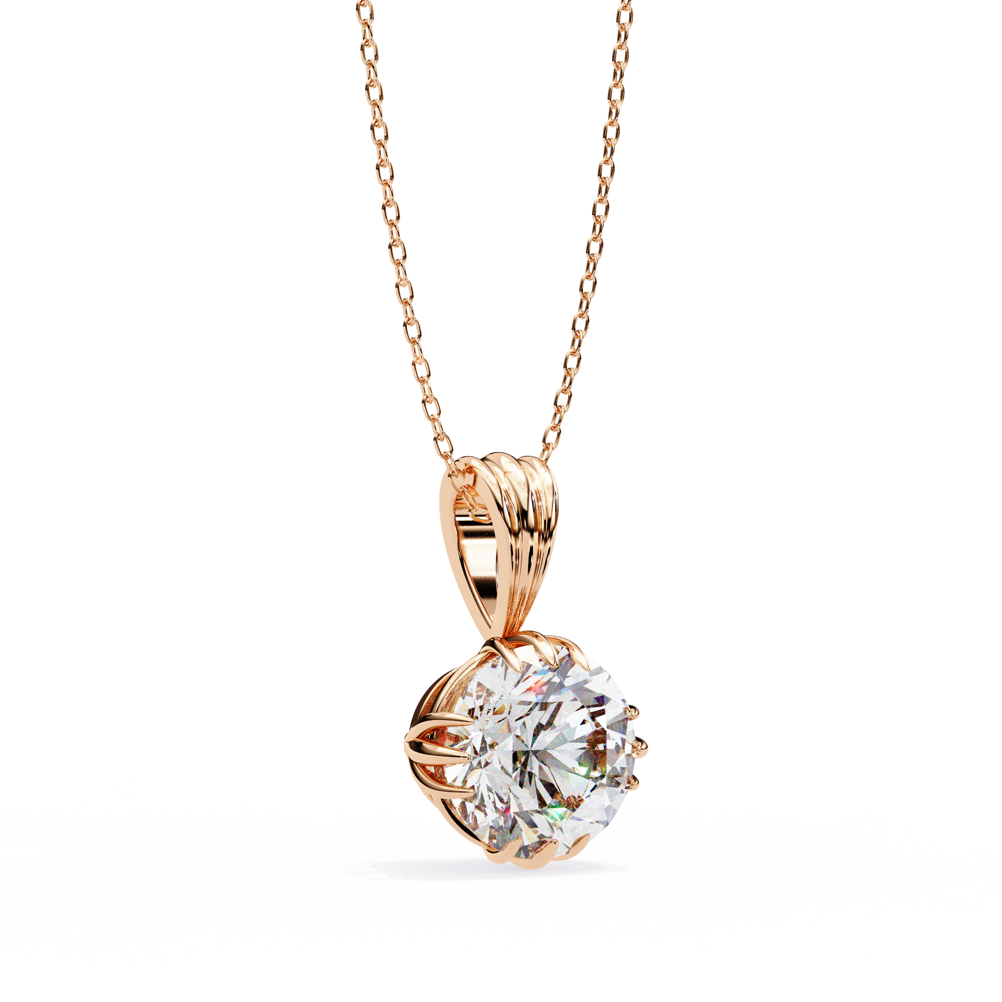 12 Prongs Round Solitaire Necklace