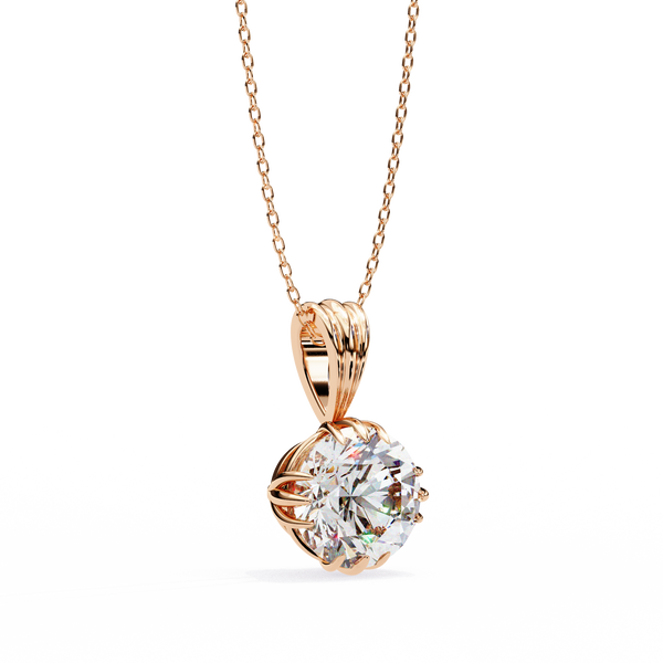12 Prongs Round Solitaire Lab Grown Diamond Pendant