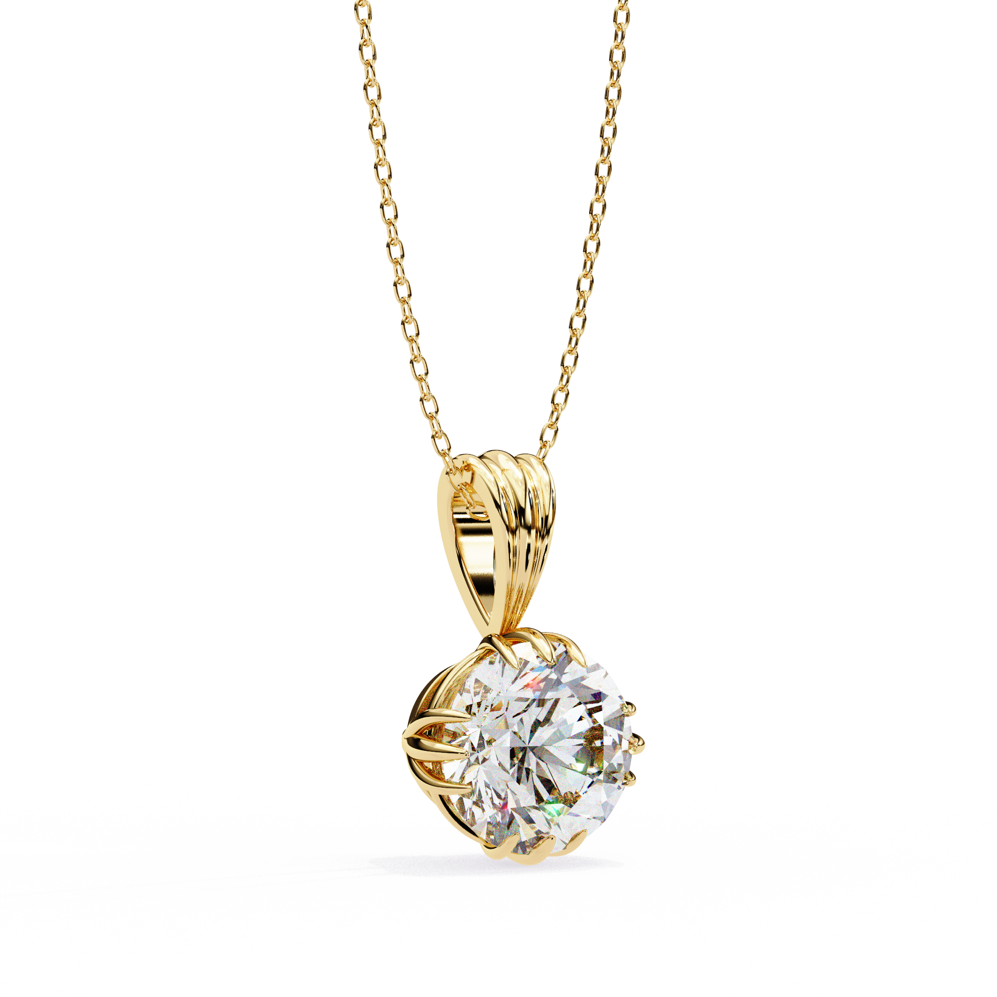 12 Prongs Round Solitaire Necklace