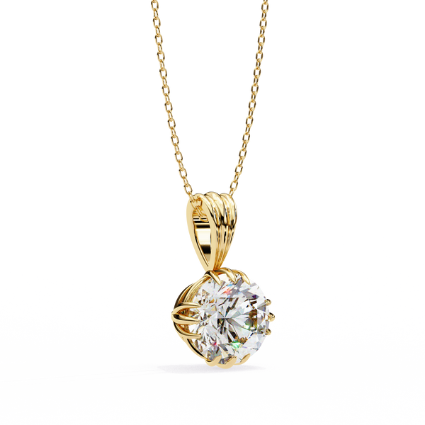 12 Prongs Round Solitaire Lab Grown Diamond Pendant
