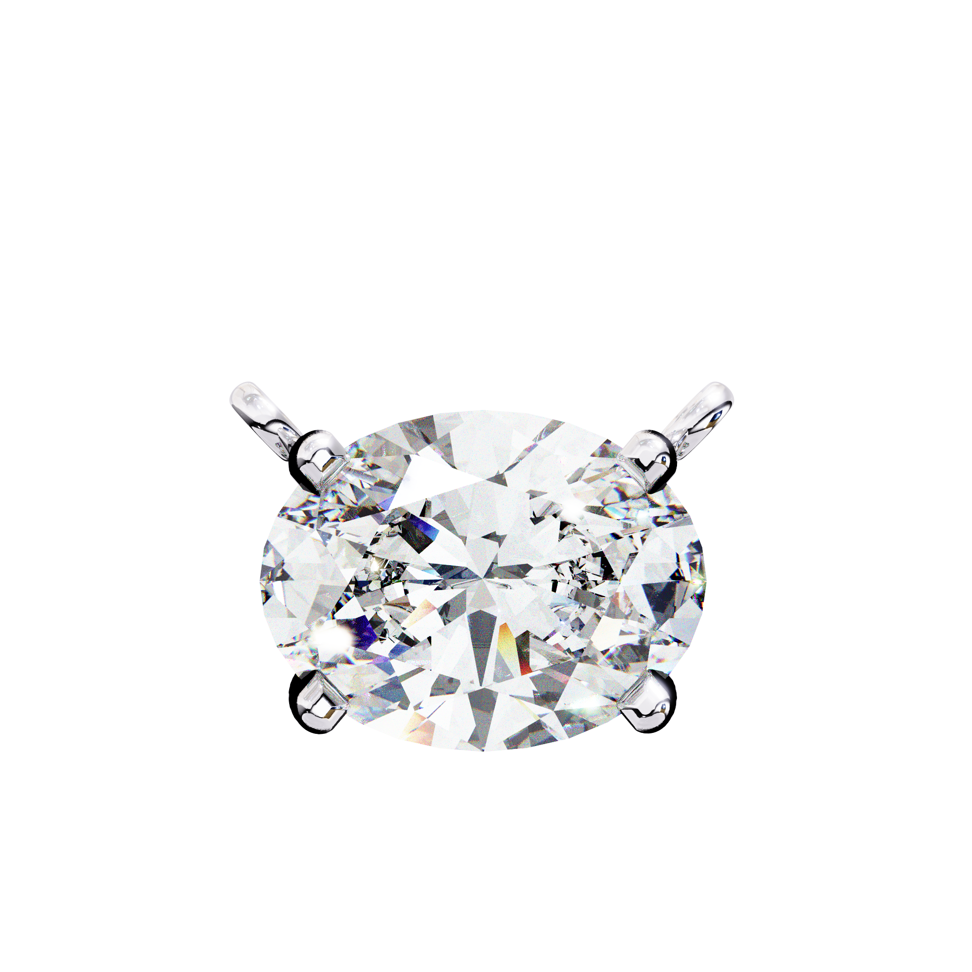 Oval Cut Solitaire Diamond Pendant Necklace
