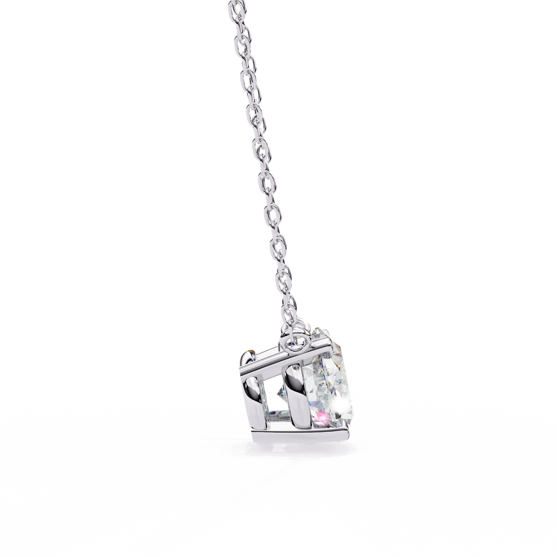 Oval Cut Solitaire Lab Grown Diamond Pendant with Chain
