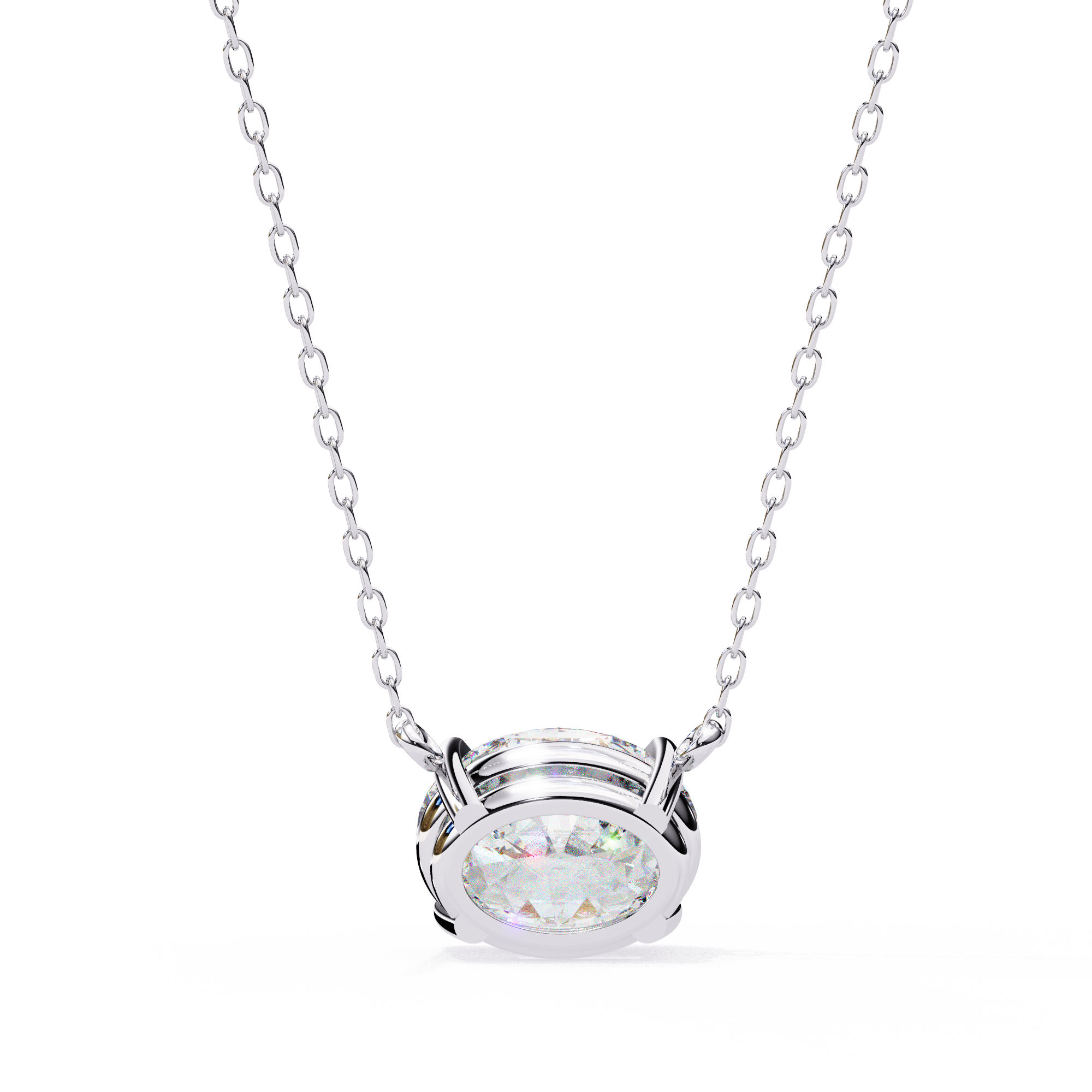 Oval Cut Solitaire Diamond Pendant Necklace
