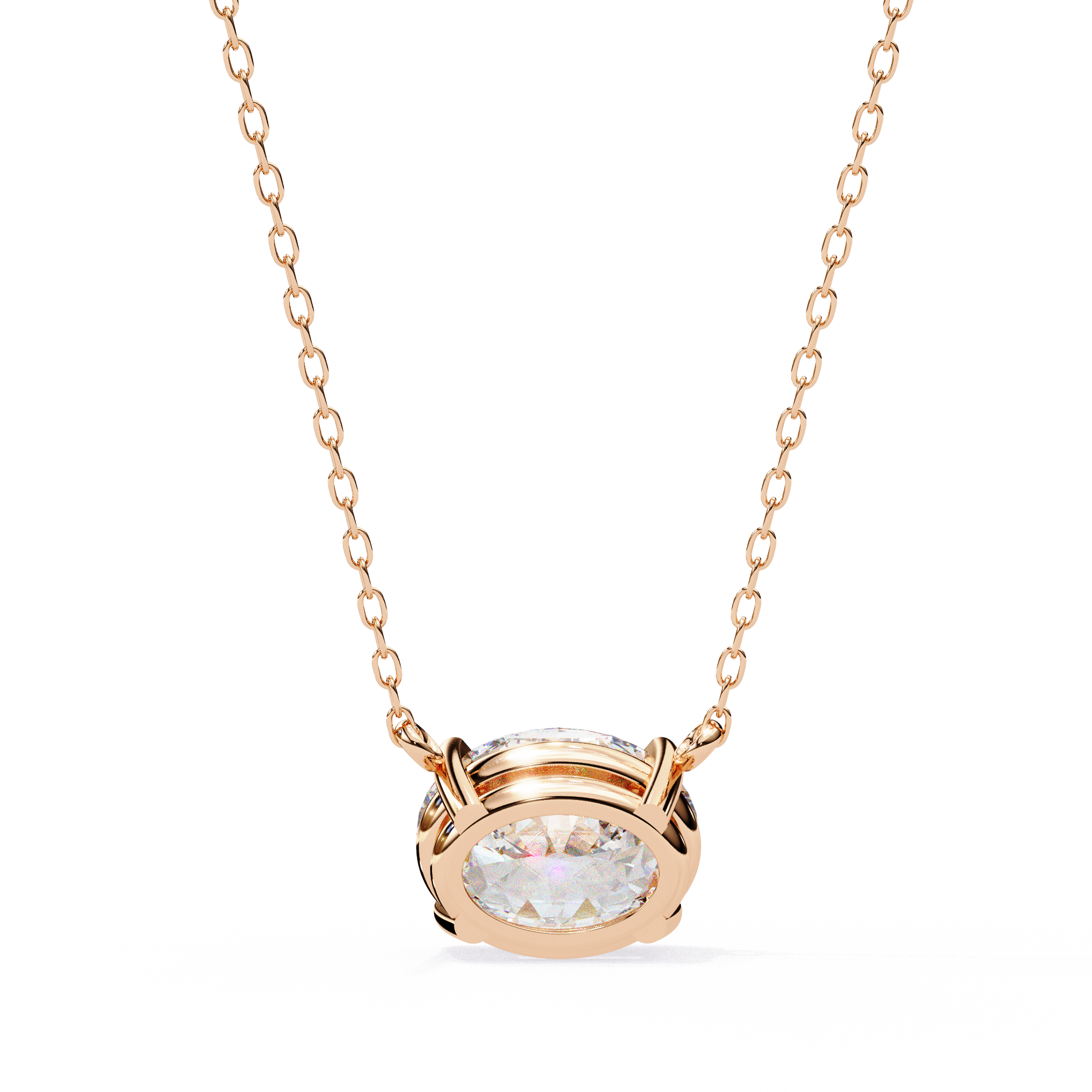 Oval Cut Solitaire Diamond Pendant Necklace