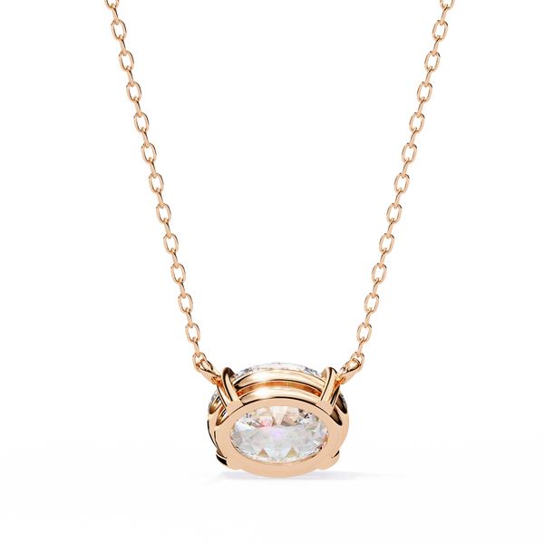Oval Cut Solitaire Lab Grown Diamond Pendant with Chain