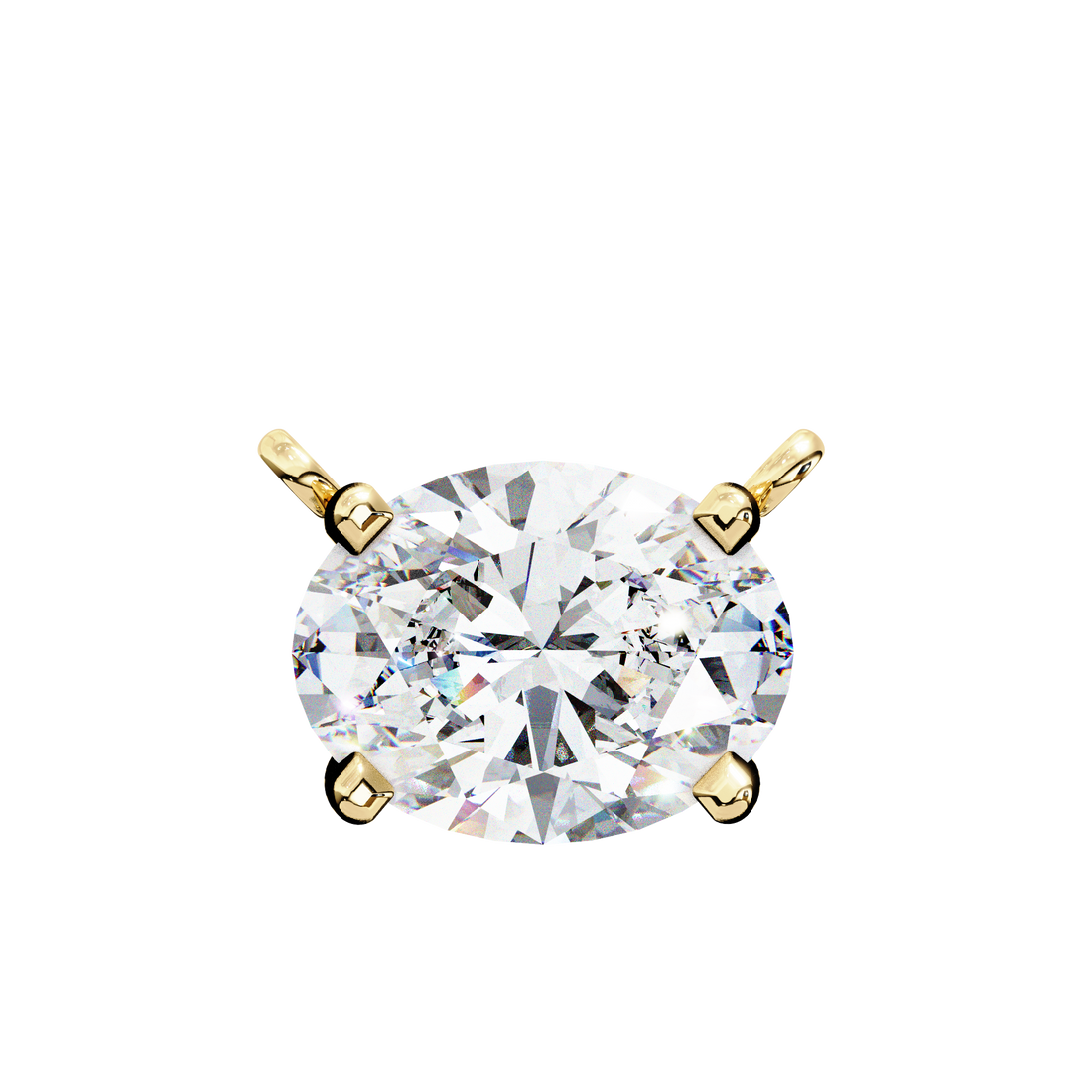 Oval Cut Solitaire Diamond Pendant Necklace