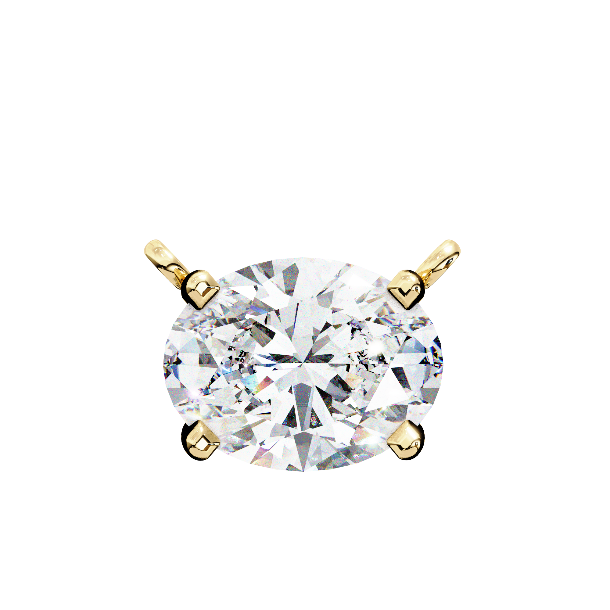 Oval Cut Solitaire Diamond Pendant Necklace