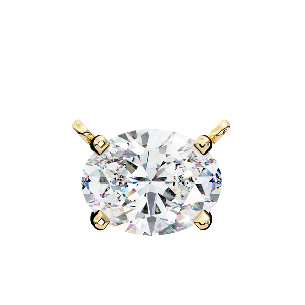 Oval Cut Solitaire Lab Grown Diamond Pendant with Chain