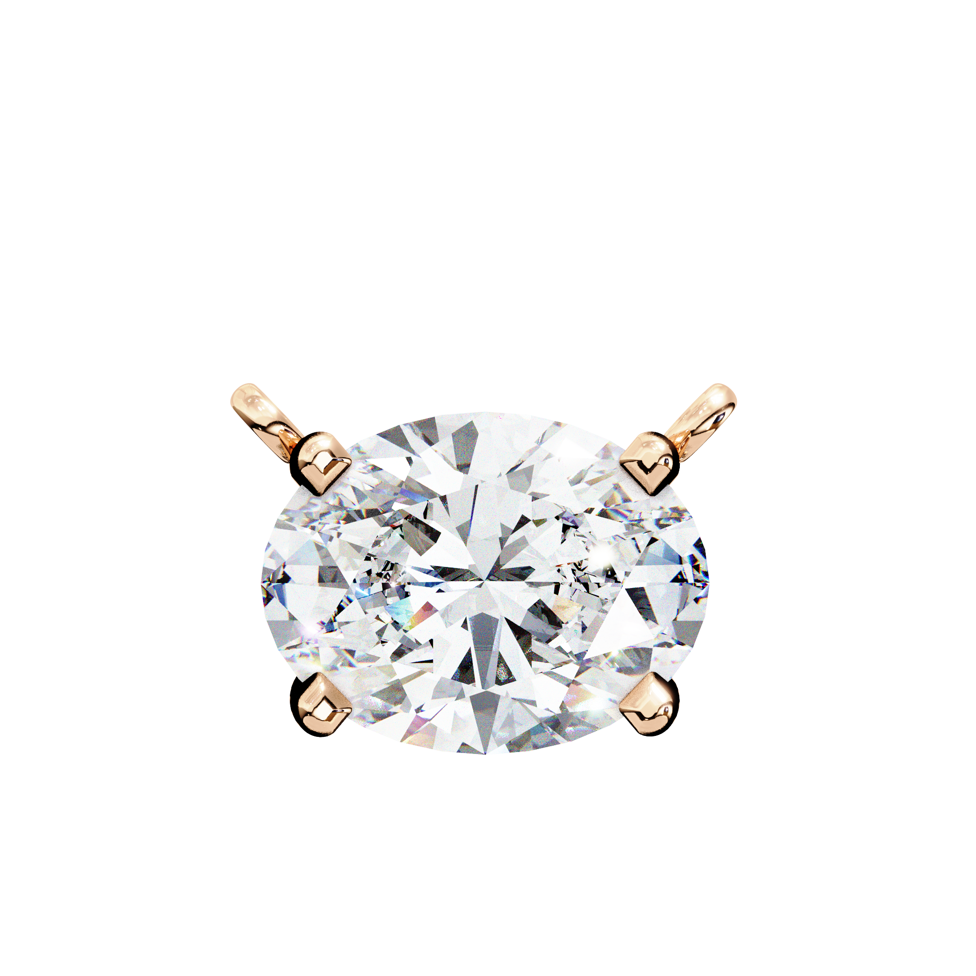 Oval Cut Solitaire Diamond Pendant Necklace