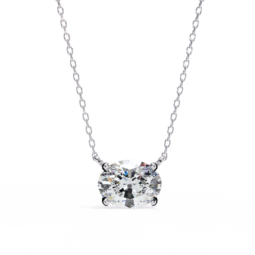 Oval Cut Solitaire Lab Grown Diamond Pendant with Chain