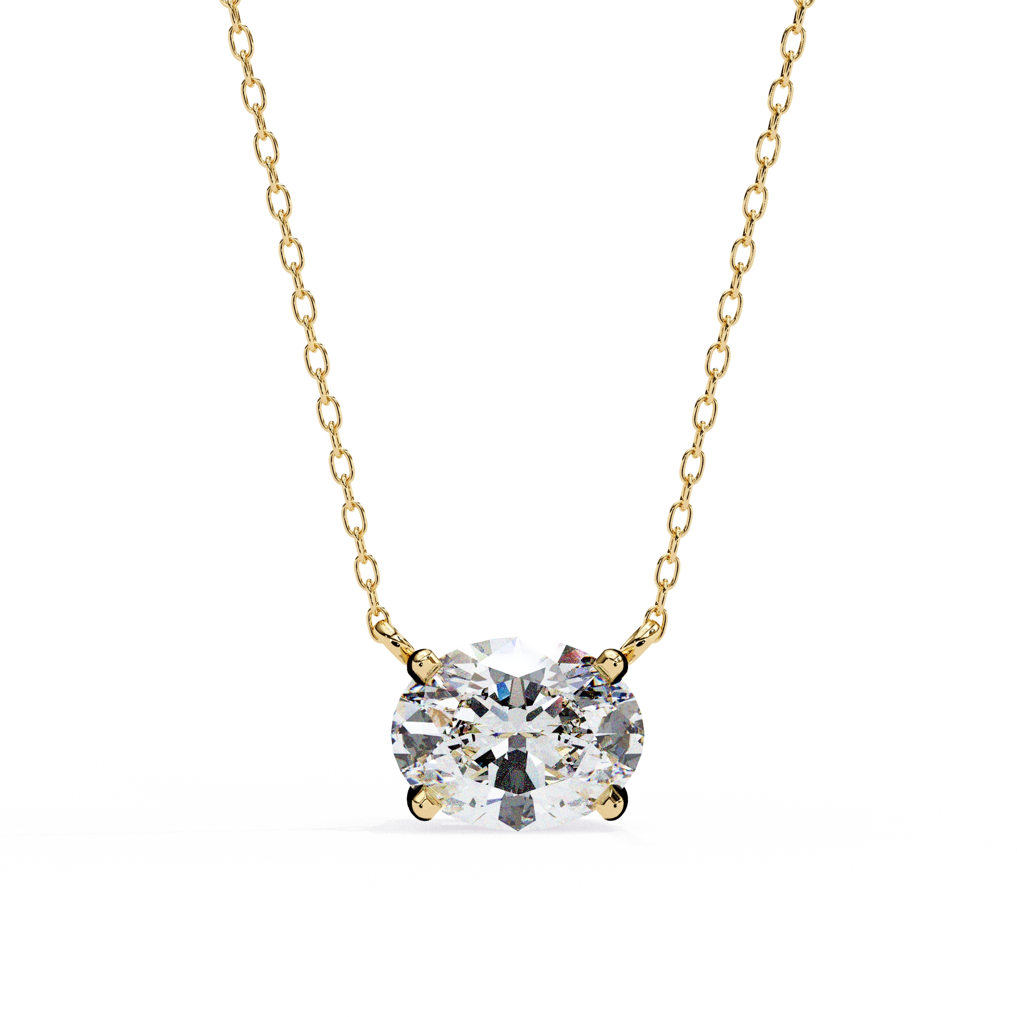 Oval Cut Solitaire Diamond Pendant Necklace