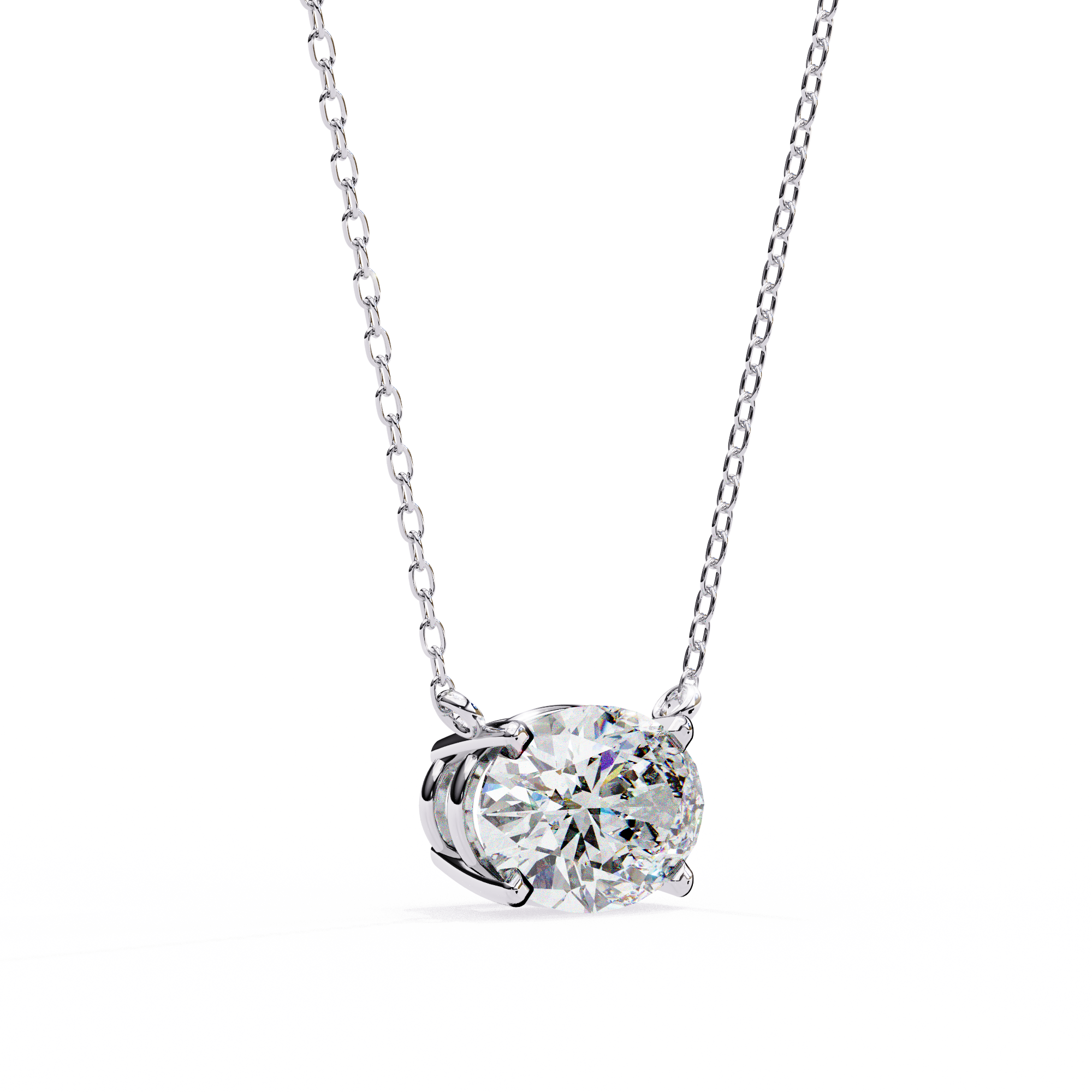 Oval Cut Solitaire Diamond Pendant Necklace