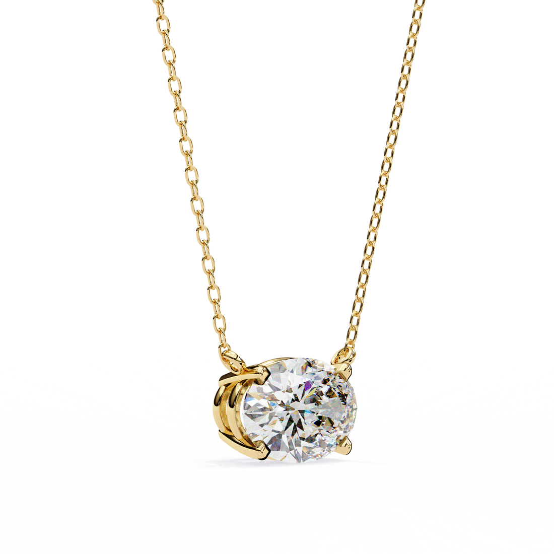 Oval Cut Solitaire Diamond Pendant Necklace