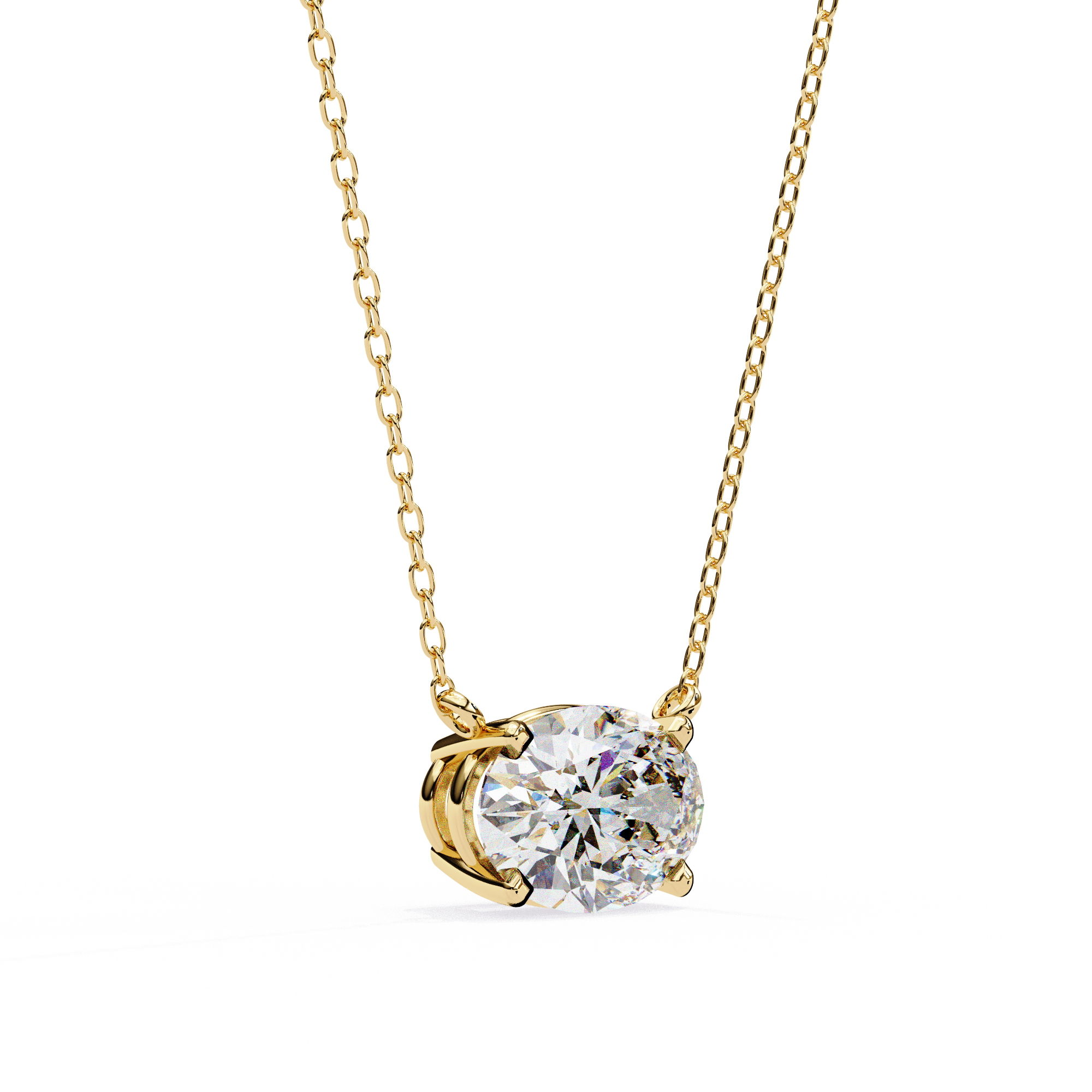 Oval Cut Solitaire Diamond Pendant Necklace