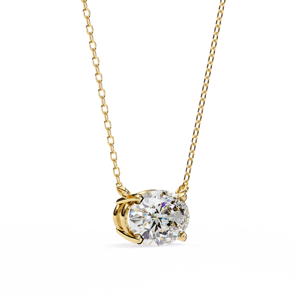 Oval Cut Solitaire Lab Grown Diamond Pendant with Chain