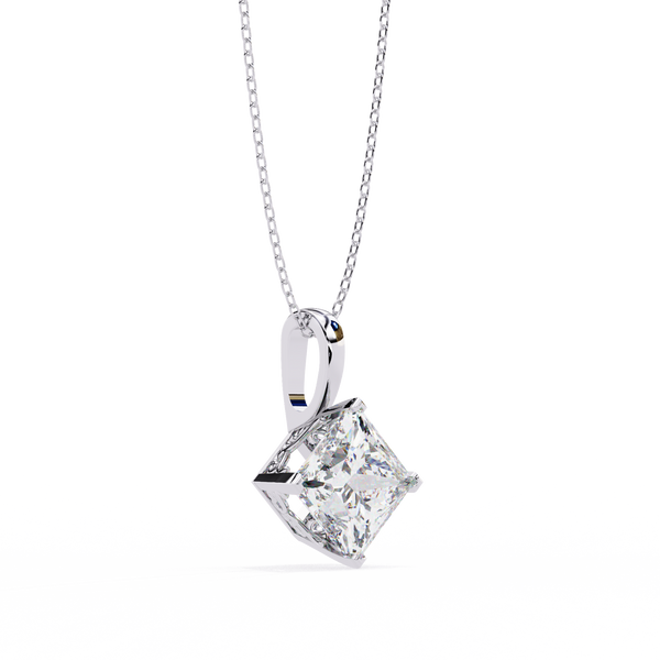 Princess Cut Lab Grown Diamond Solitaire Pendant