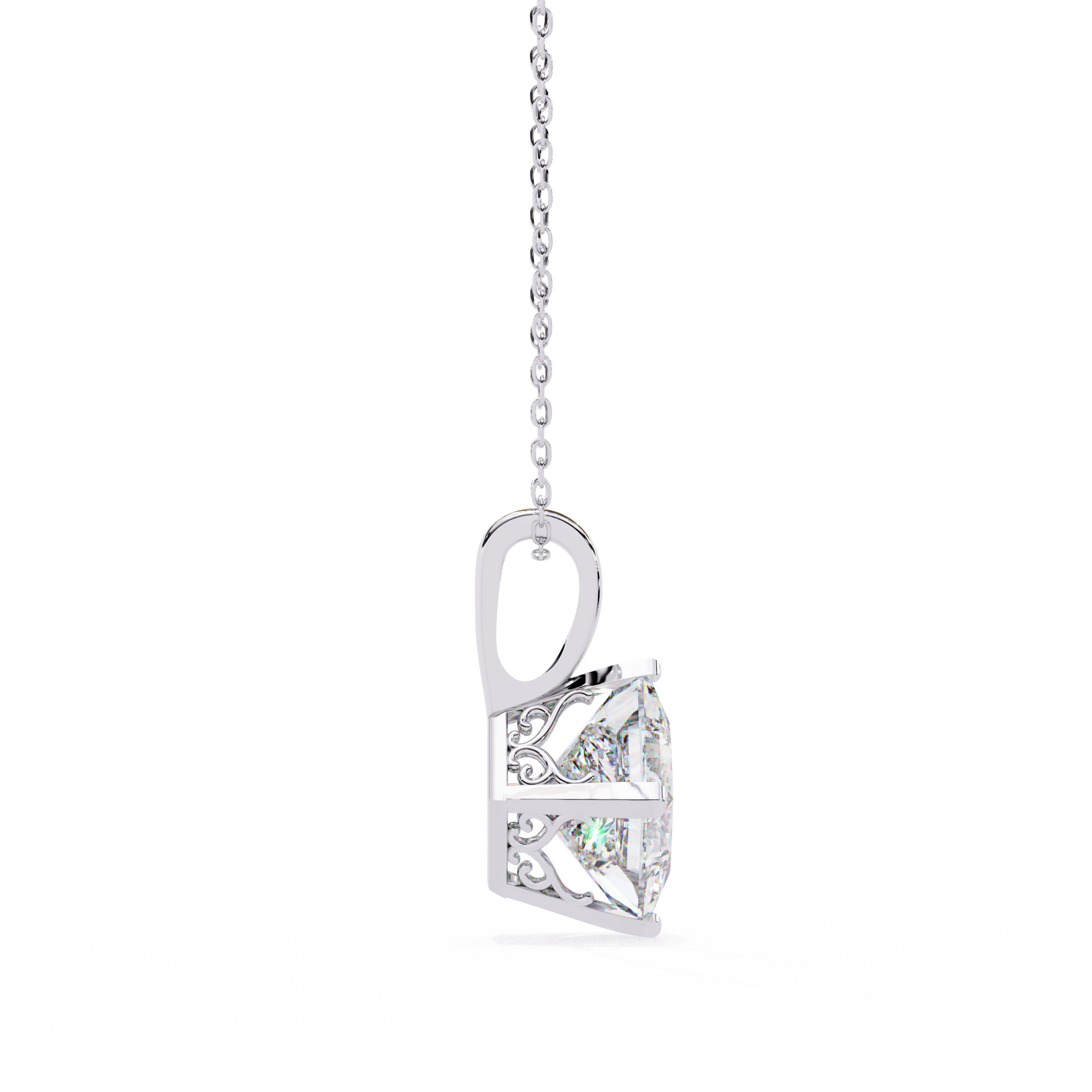 Princess Cut Diamond Solitaire Pendant